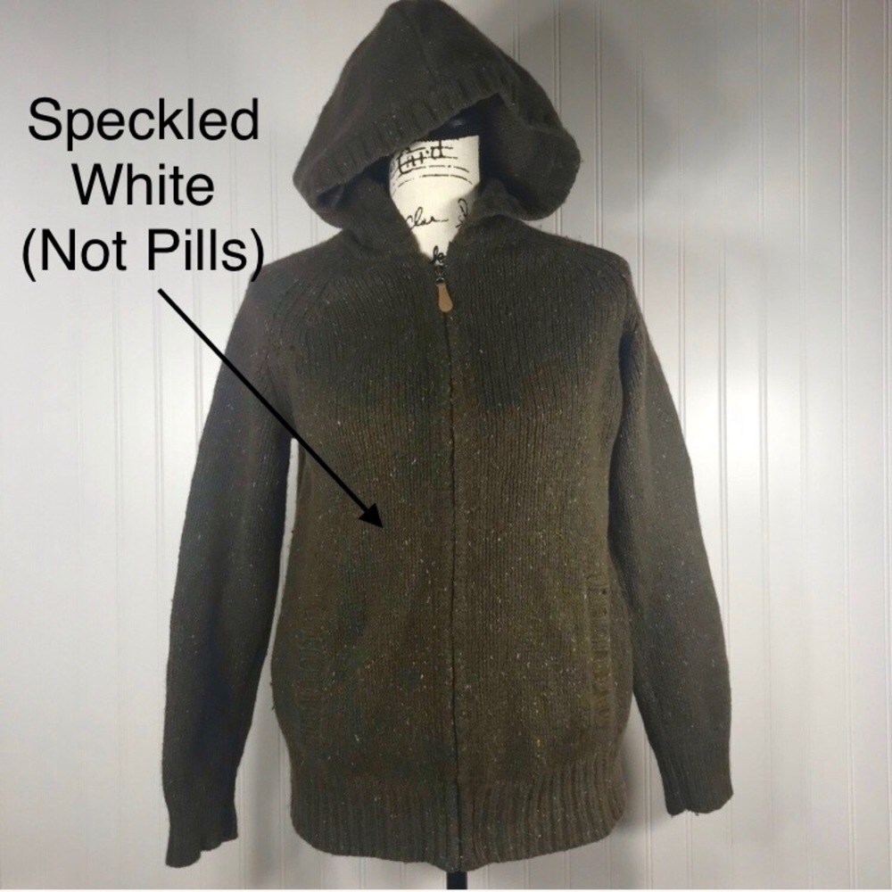 Eddie Bauer Brown Wool Hooded Zip-Up Sweater